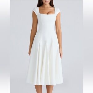 House of CB Raisa Square Neck Twill Midi Dress